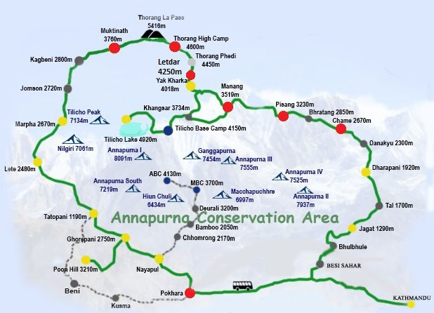 mapa annapurna circuit